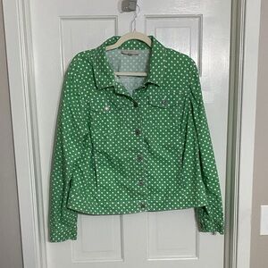 Talbots Green and White Patterned Jacket XL